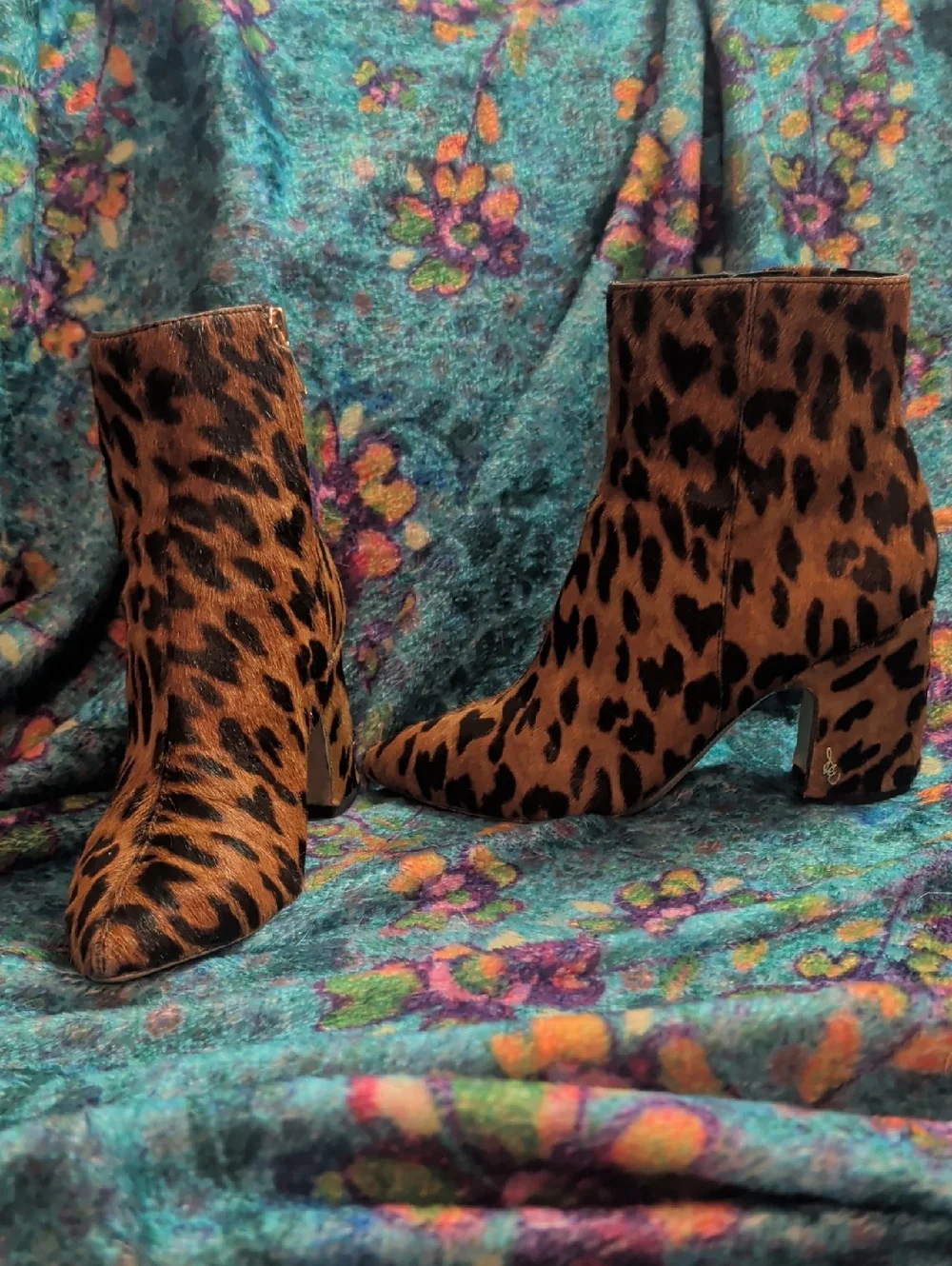 6.5 Sam Edelman Leopard Print Ankle Boots in Brown and Black. Block Heel. - Picture 1 of 11